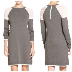 Eliza J Colorblock A-line Sweater Dress Grey Pink S